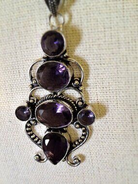 Very Pretty Handmade Ethnic Amethyst Gemstone Necklace  470   NWOT